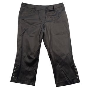 Zac & Rachel Capri Pants 14 Black Polished Cotton Studded Mid-rise 22" Inseam